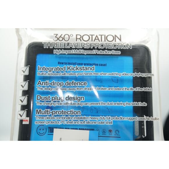 360° Rotation Rugged Tablet Case Black Kickstand Strap for iPad 10th Gen - Picture 6 of 7